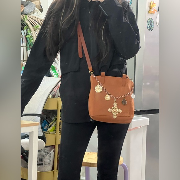 Used- Madewell The Small Transport Crossbody in Nubuck Leather: Rainbow Strap - Picture 4 of 17